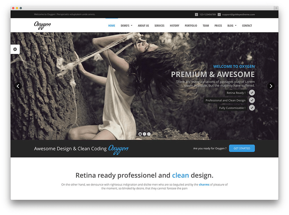 A preview of the Oxygen WordPress theme
