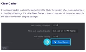 Flush Slider Revolution plugin cache.