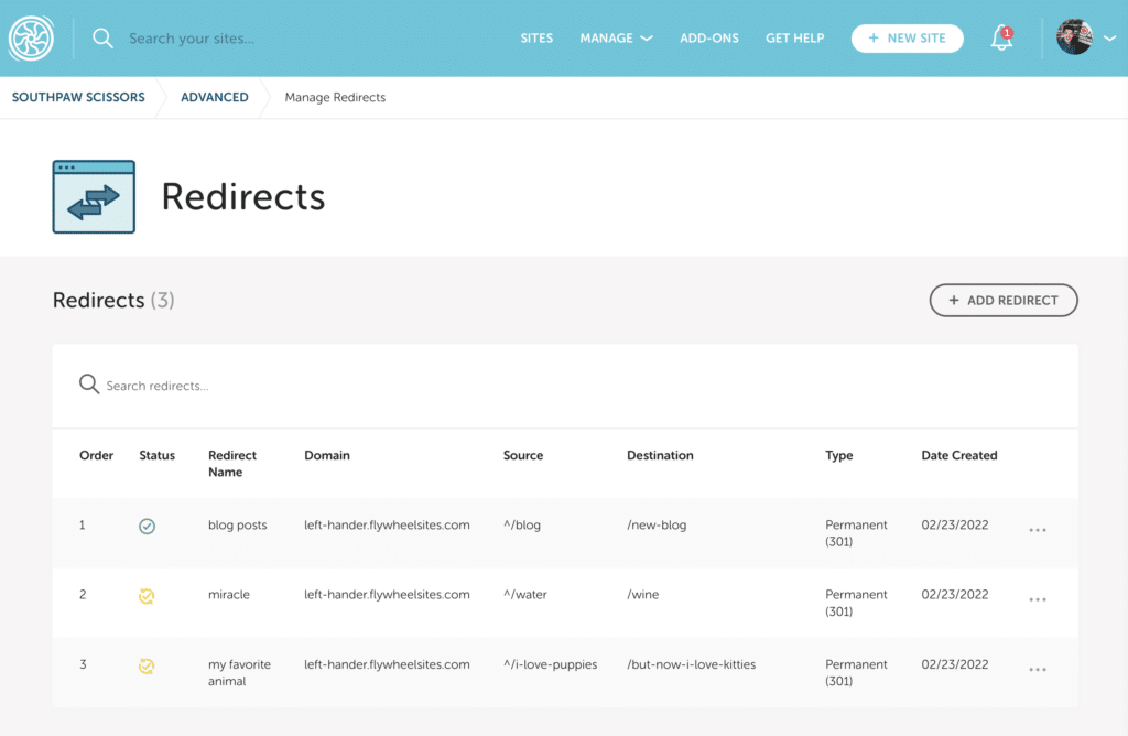 Flywheel Setup redirects from the Flywheel dashboard