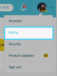 Drop down to select the billing settings.