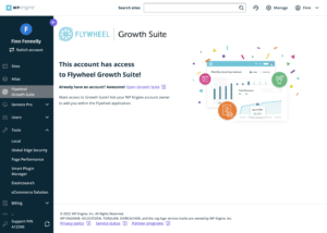 View of an account user, not owner, Flywheel Growth Suite tab.