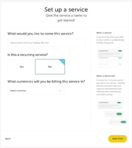 Select "no" to create a one-time service.