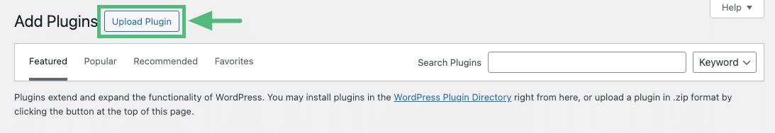 Upload Plugin button