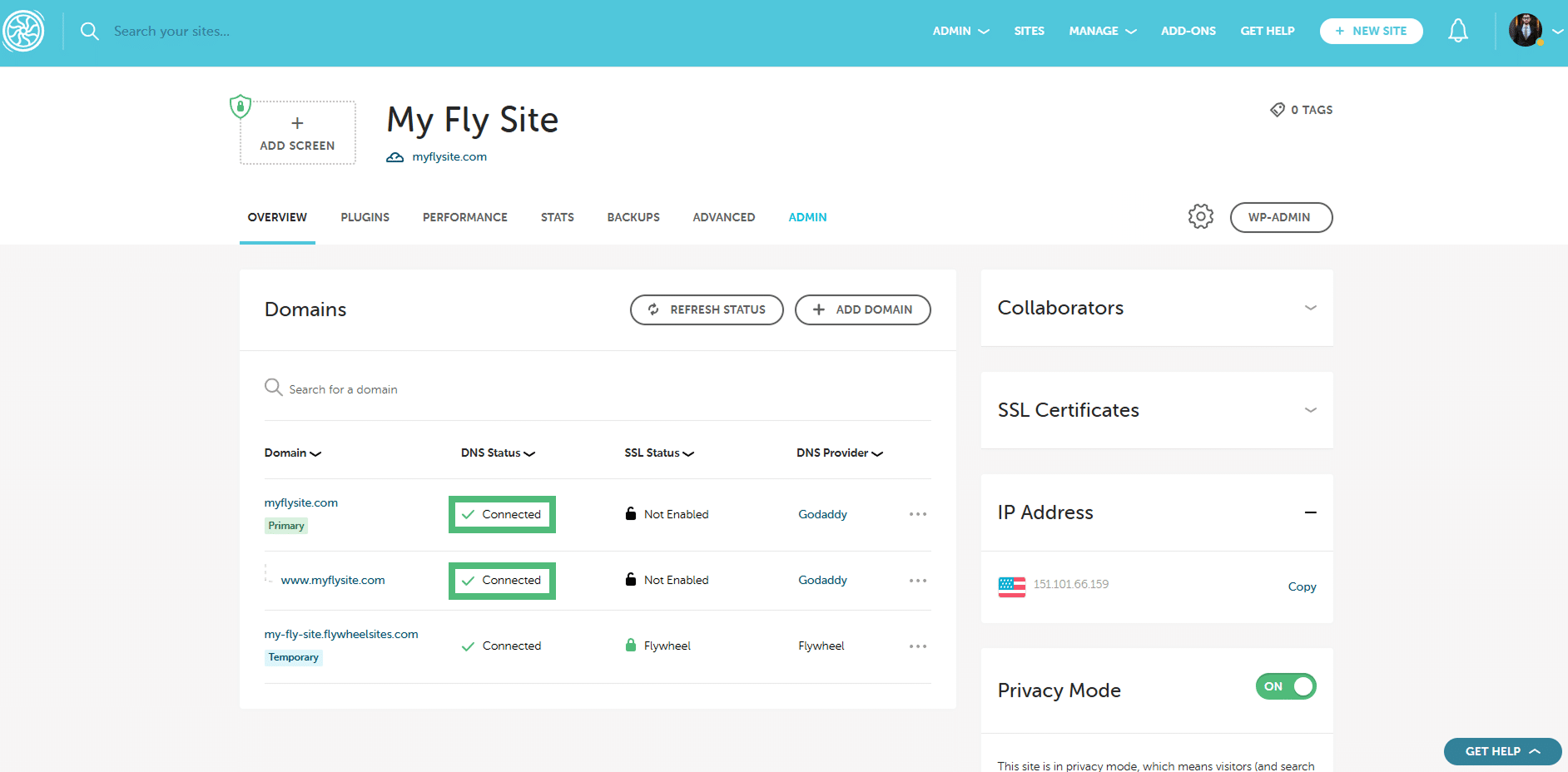 Verifying DNS connection on Flywheel